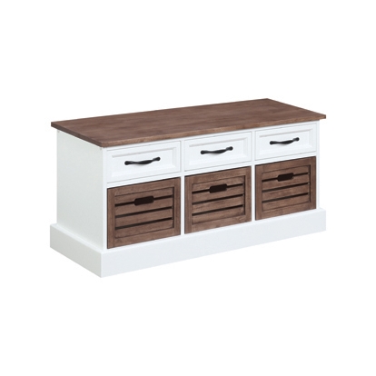 Coaster Alma 3-drawer Storage Bench Weathered Brown and White