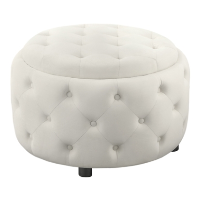 Coaster Angelina Tufted Storage Round Ottoman Pearl
