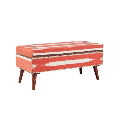 Coaster Noah Upholstered Storage Bench Orange and Beige Model 918491
