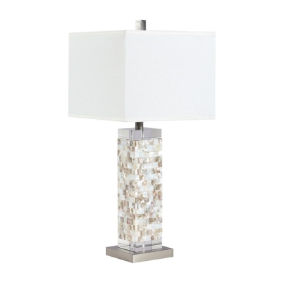Coaster Toga Square Shade Table Lamp with Crystal Base White and Silver Model 923281