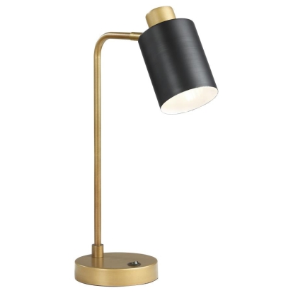 Coaster Cherise Adjustable Shade Table Lamp Antique Brass and Matte Black Model 923303