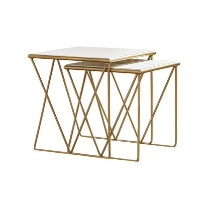 Coaster Bette 2-piece Nesting Table Set White and Gold
