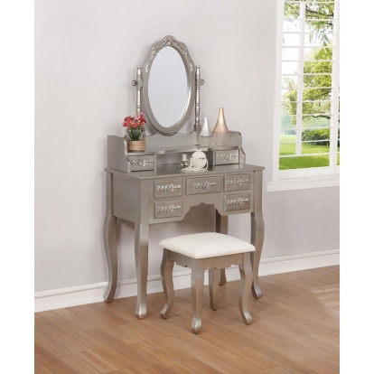 Coaster Sabrina 2-piece Vanity Set Metallic Silver and White Model 930137