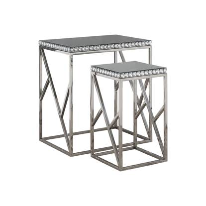 Coaster Betsy 2-piece Mirror Top Nesting Tables Silver