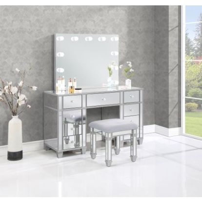 Coaster Allora 9-drawer Mirrored Storage Vanity Set with Hollywood Lighting Metallic