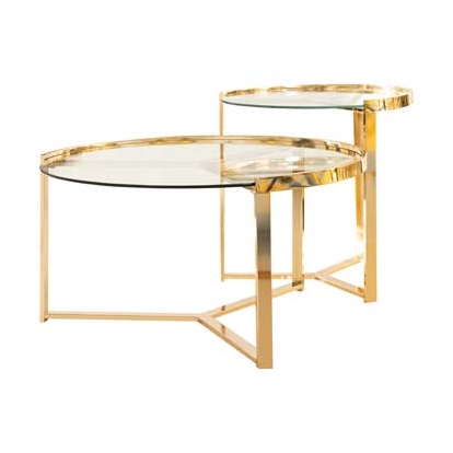 Coaster Delia 2-piece Round Nesting Table Clear and Gold