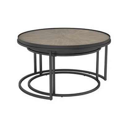 Coaster Rodrigo 2-piece Round Nesting Tables Weathered Elm
