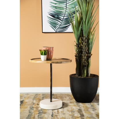 Coaster Ginevra Round Wooden Top Accent Table Natural and White Model 935881