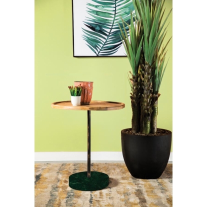 Coaster Ginevra Round Marble Base Accent Table Natural and Green Model 935882