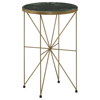 Coaster Eliska Round Accent Table with Marble Top Green and Antique Gold Model 936061