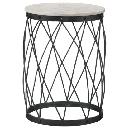 Coaster Tereza Round Accent Table with Marble Top White and Black Model 936064