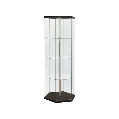 Coaster Zahavah 4-shelf Hexagon Shaped Curio Cabinet Black and Clear