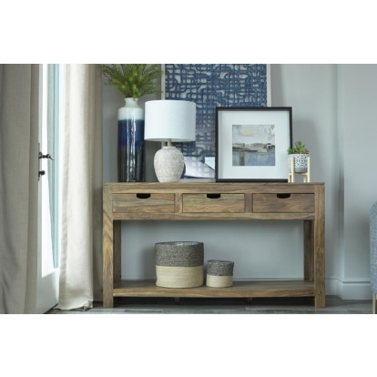 Coaster Esther 3-drawer Storage Console Table Natural Sheesham Model 952853