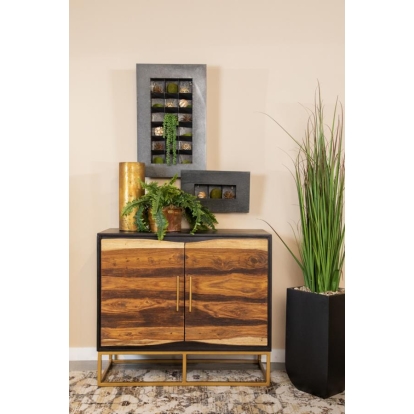 Coaster Zara 2-door Accent Cabinet Black Walnut and Gold Model 953447