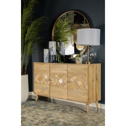 Coaster Alyssum Checkered Pattern 3-door Accent Cabinet Natural Model 953460