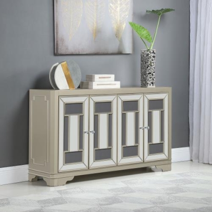 Coaster Toula 4-door Accent Cabinet Smoke and Champagne
