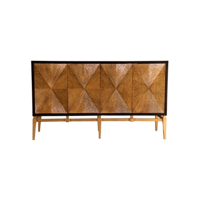 Coaster Zira Sunburst 4-door Accent Cabinet Brown and Antique Gold Model 953497