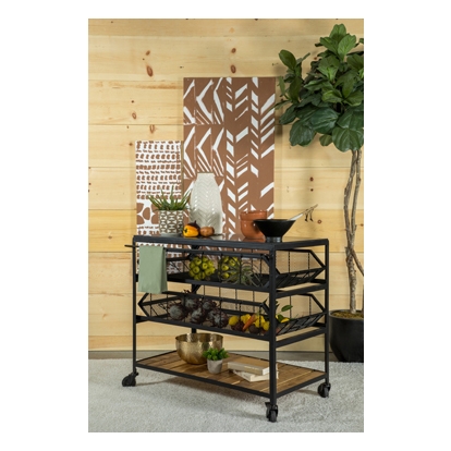 Coaster Evander Accent Storage Cart with Casters Natural and Black