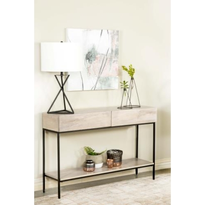 Coaster Rubeus 2-drawer Console Table with Open Shelf White Washed
