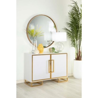 Coaster Elsa 2-door Accent Cabinet with Adjustable Shelves White and Gold