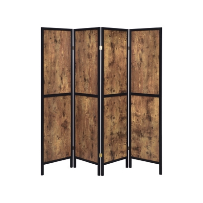 Coaster Deepika 4-panel Folding Screen Antique Nutmeg and Black