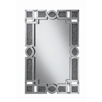 Coaster Jackie Interlocking Wall Mirror with Iridescent Panels and Beads Silver Model 961444