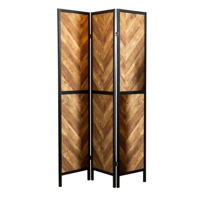Coaster Marlene Herringbone Pattern 3-Panel Screen Rustic Tobacco and Black Model 962922