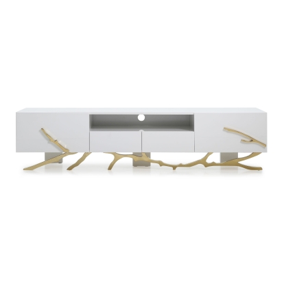 VIG Furniture White TV Stand SKU VGVCTV8111-WHTGLD - Product ID 73910B