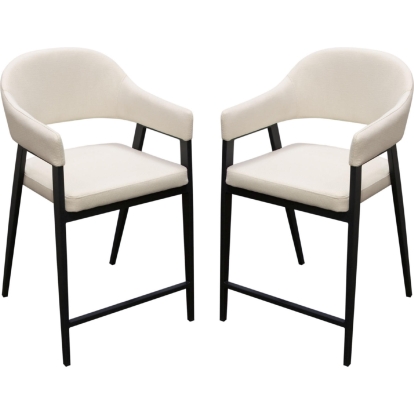 Diamond Sofa ADELESTCM2PK Adele Counter Stool Cream Fabric Black Metal (Set of 2)