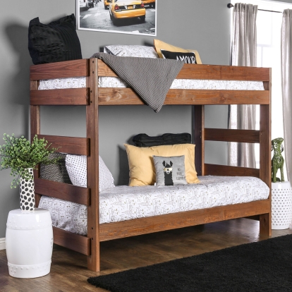 Arlette Rustic Mahogany T/T Bunk Bed with 2 Slat Kits (*Mattress Ready) Model AM-BK100-BED-SLAT by Furniture of America