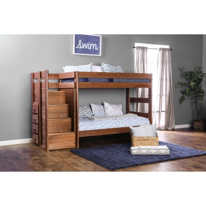 Ampelios Rustic Mahogany T/T Bunk Bed with 2 Slat Kits (*Mattress Ready) Model AM-BK102-BED-SLAT by Furniture of America