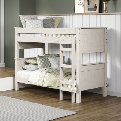 Furniture of America Albani Rustic Solid with Wood White Twin-Twin Post Bunkbed Model AM-BK302WH-BED