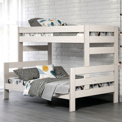 Furniture of America Damaris Rustic Solid with Wood White Twin-Full Bunkbed Model AM-BK306WH-BED