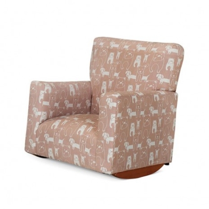 Furniture of America Arfie Transitional Fabric Solid with Wood Pink Kids Rocker Chair Model AM1106