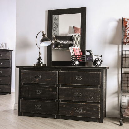 Ampelios Rustic Wire-Brushed Black Dresser Model AM7000BK-D by Furniture of America