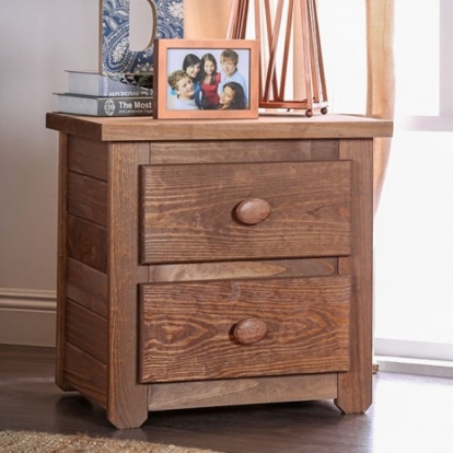 Furniture Of America Lea Rustic Pine Wood, Others Mahogany Night Stand | AM7000N