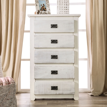 Ampelios Rustic Wire-Brushed White Chest Model AM7000WH-C by Furniture of America