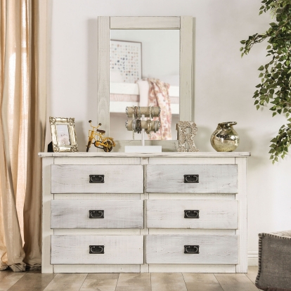 Rockwall Rustic Wire-Brushed White Dresser Model AM7000WH-D by Furniture of America