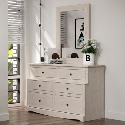 Furniture of America Stavros Rustic Solid with Wood White Dresser Model AM7002WH-D