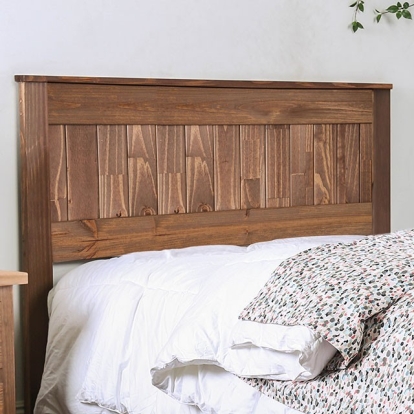 Furniture of America Ila Rustic Pine with Wood Mahogany Headboard Model AM7971