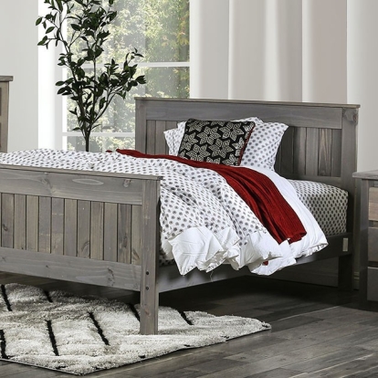 Furniture of America Rockwall Rustic Pine with Wood Weathered Gray Bed Model AM7973-Queen Bed