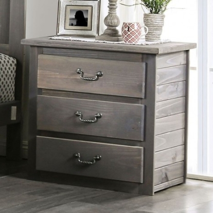 Furniture of America Rockwall Rustic Pine with Wood Weathered Gray Night Stand Model AM7973N