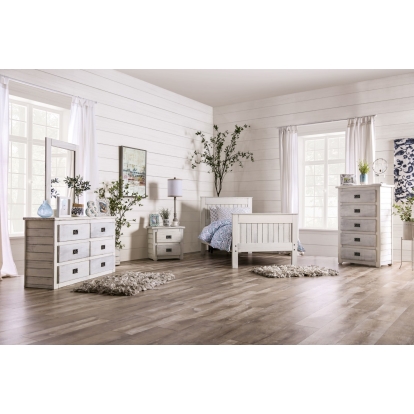 Rockwall Rustic Weathered White 5 Piece Queen Bedroom Set with Chest Model AM7973WH-Q-5PC-CHEST by Furniture of America