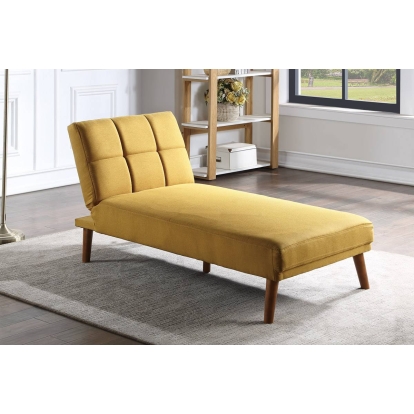 Poundex Adjustable Chaise/ Mustard Polyfiber Model F8524