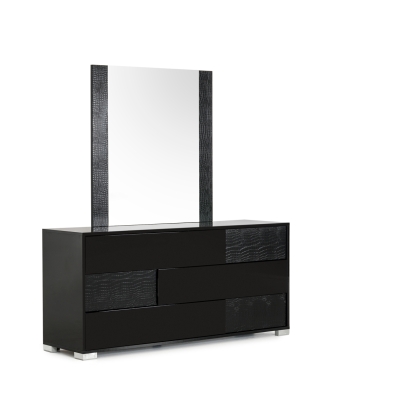 Modrest Monza Italian Modern Black Mirror Dresser Black furniture-00117500 Vig Furniture VGACANCONA-MIR-BLK