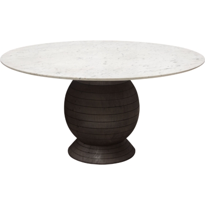 Diamond Sofa ASHEDTMA Ashe 60" Round Dining Table White Marble Top Espresso Wood