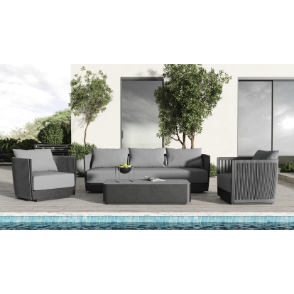 VIG Furniture Black Outdoor Sofa Set SKU VGGE-P-S0392-BLK-SET - Product ID 80320