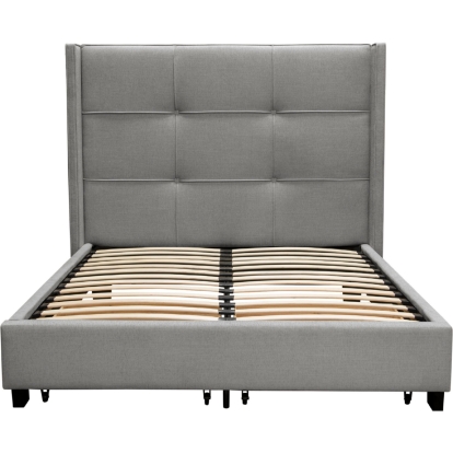 Diamond Sofa BEVERLYGRQUBED Beverly Queen Storage Bed Accent Wings Tufted Grey Fabric