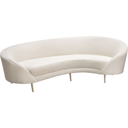 Diamond Sofa CELINESOCM Celine Curved Sofa Contoured Back Light Cream Velvet Gold Metal