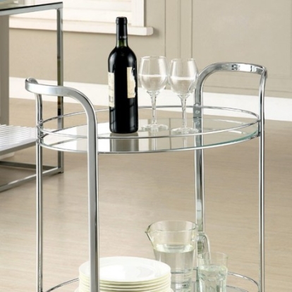 Furniture Of America Loule Contemporary Metal, Tempered Glass Chrome Serving Cart | CM-AC228